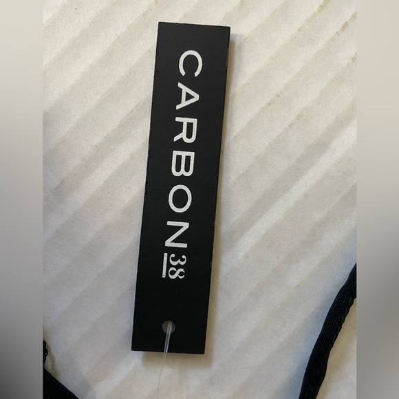 NWT Vitamin A Carbon 38 Swim Celine High Neck Mesh Halter Bikini Top Black S 8/M - Picture 5 of 15